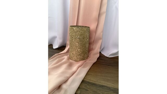 Vase Gold Glitter Glass Cylinder 8 Inch